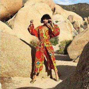 Rhode Red Boho Print Jumpsuit Casual Size Medium